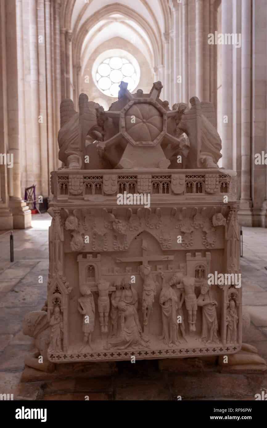 Tomb of Ines de Castro, Alcobaça Monastery, Alcobaça, Portugal Stock Photo