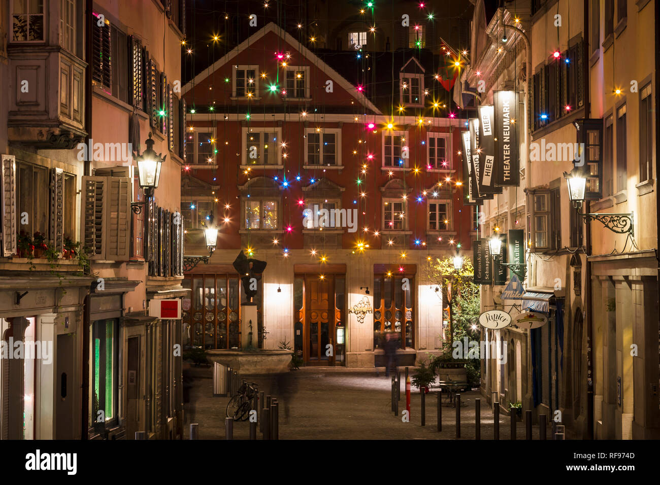 Christmas lights in Zurich, Switzerland Stock Photo Alamy