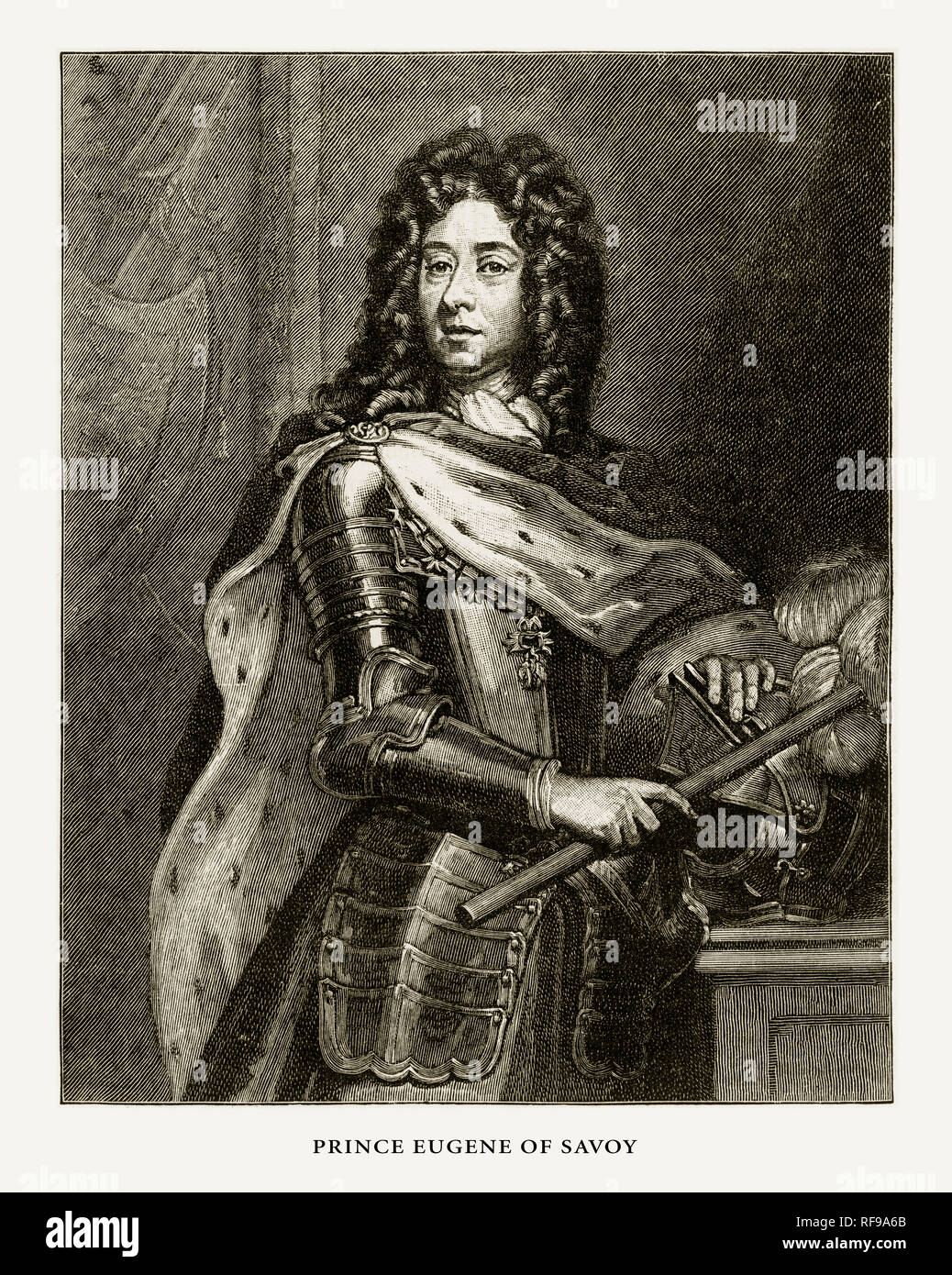 Eugene, Prince Eugene of Savoy, English Victorian Engraving, 1887 Stock