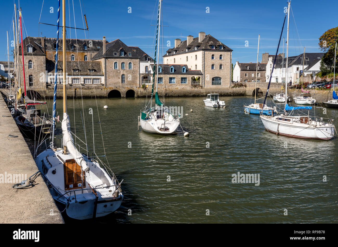 Boat Moorings at PontL'Abbe, Brittany Stock Photo Alamy