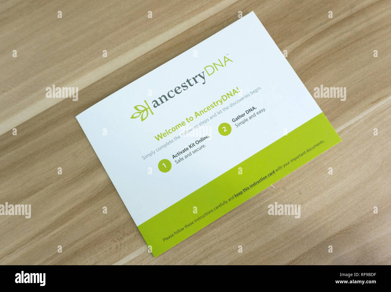 DNA testing kit from the Ancestry company. Stock Photo