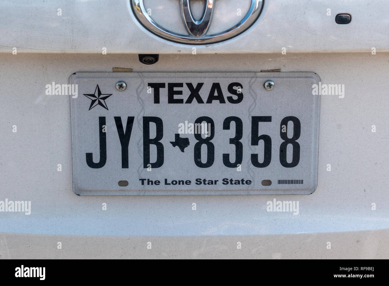 Close up of a Texas state license plate, United States. Stock Photo