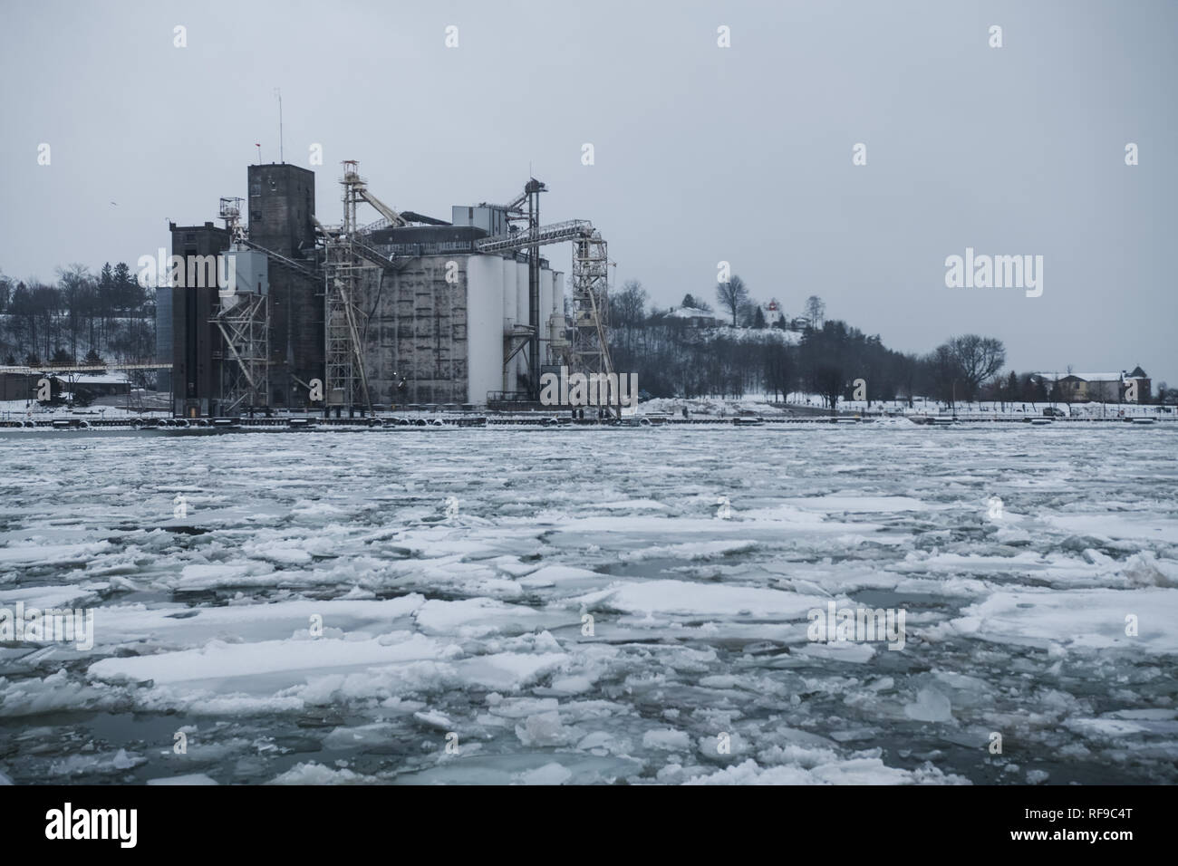An image of Goderich harbor in winter. Stock Photo