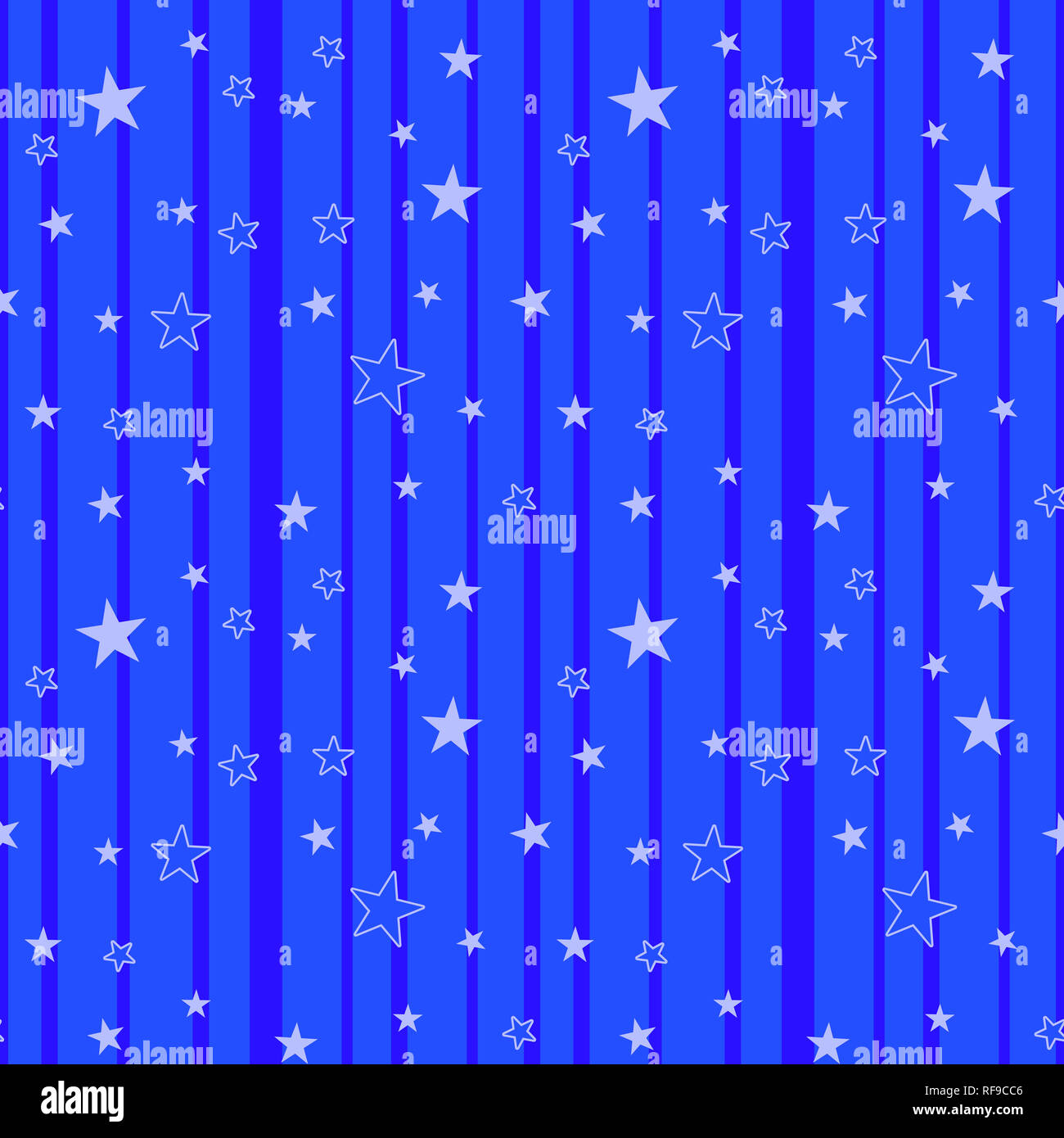 blue seamless striped background with white stars Stock Photo