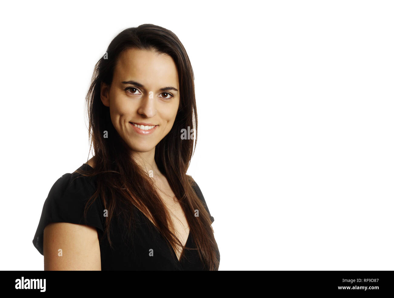 Young brunette in white hi-res stock photography and images - Alamy