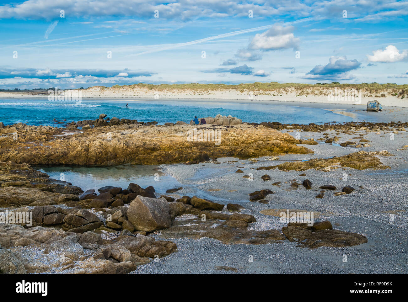 Beach And Atlantic Ocean. Lampaul-ploudalmezeau, Finistere, Brittany 