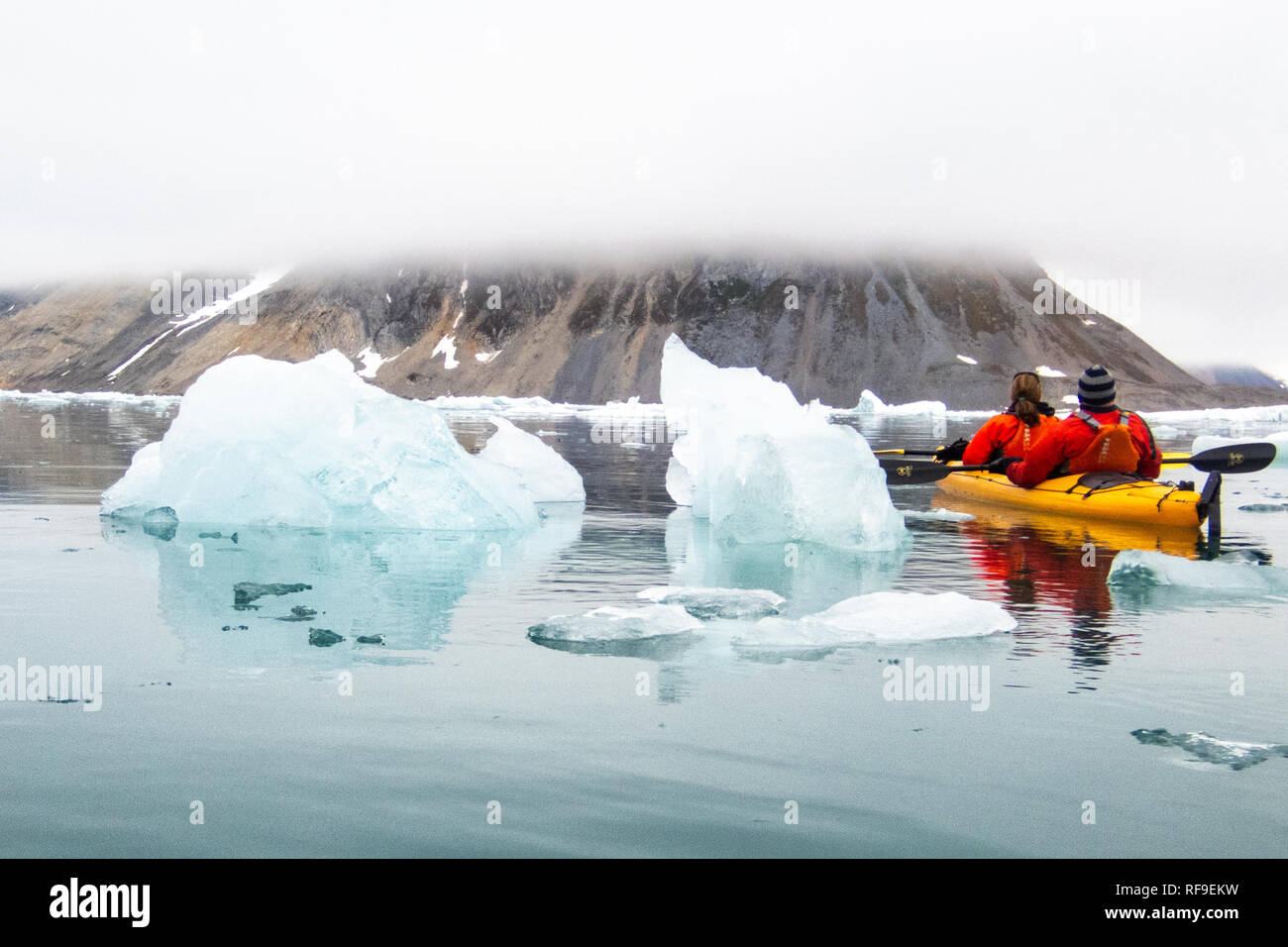 [kayaking in the Arctic] ice Arctic polar OLYMPUS DIGITAL CAMERA Stock Photo