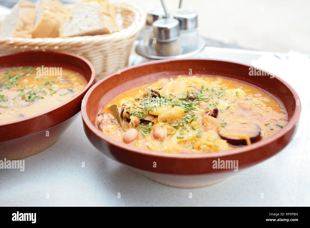 Barley soup - traditional slovenian food Stock Photo