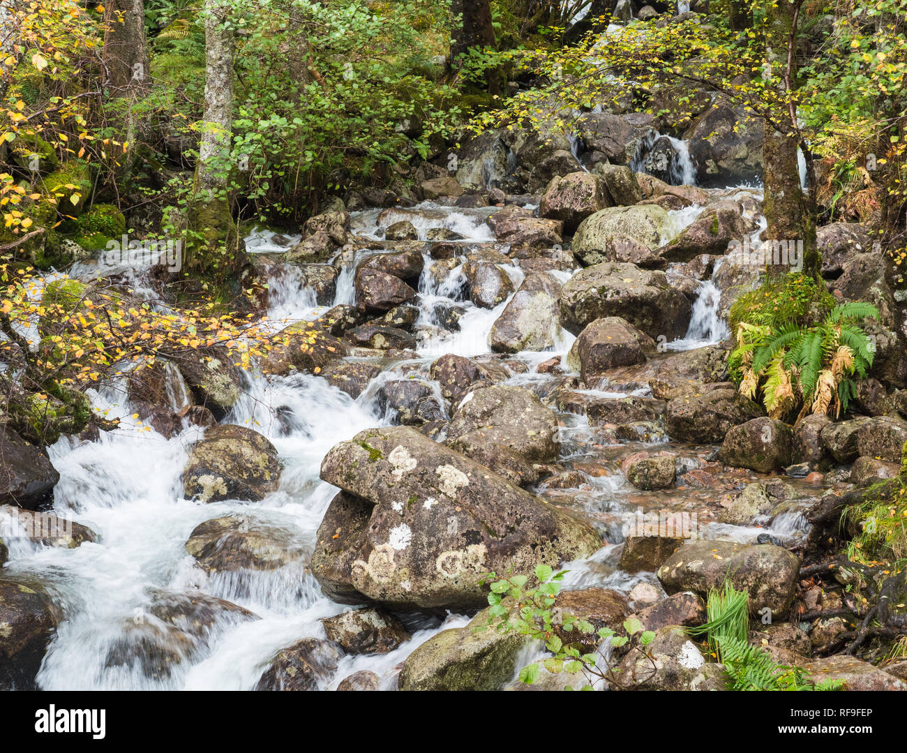 Waterfall in the valley of Glen Nevis, Scotland Stock Photo