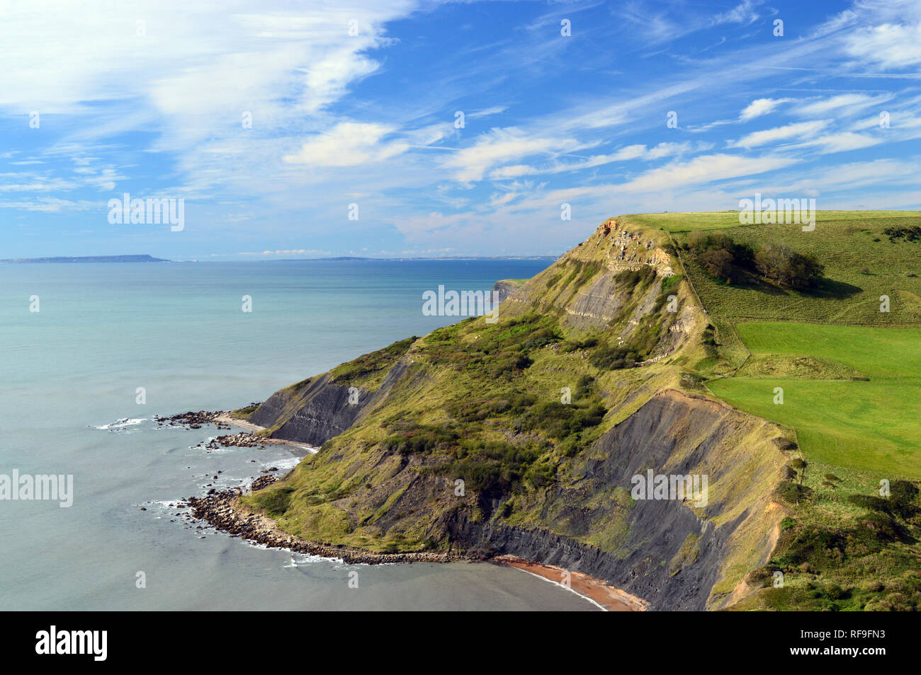 Houns-tout Cliff above Egmont Point from Emmetts Hill on the South West Costal Path in Dorset, England, UK. Stock Photo