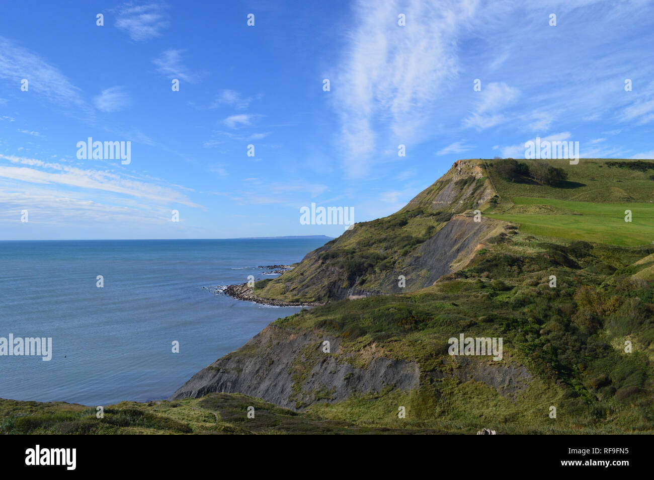 Houns-tout Cliff above Egmont Point from Emmetts Hill on the South West Costal Path in Dorset, England, UK. Stock Photo