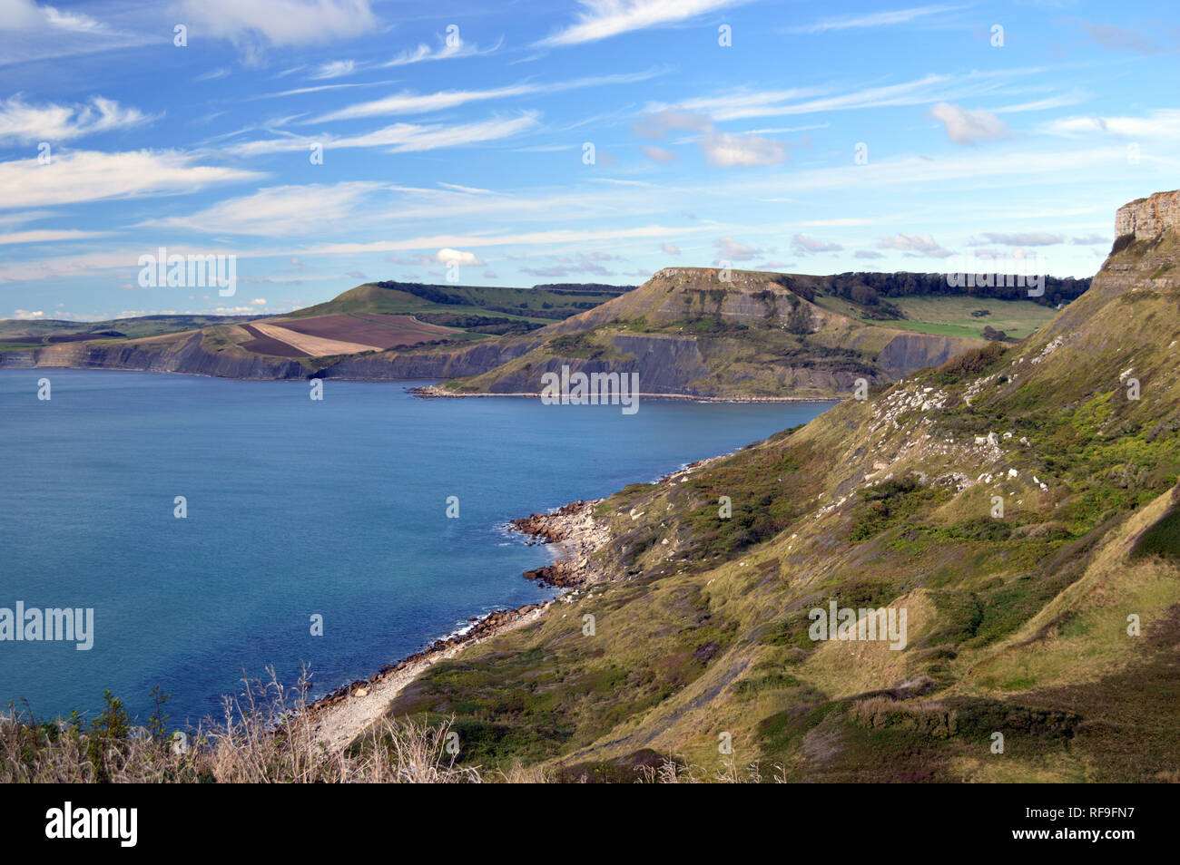 Swyre Head & Houns-tout Cliff above Egmont Point from St Alban's Head on the South West Costal Path in Dorset, England, UK. Stock Photo