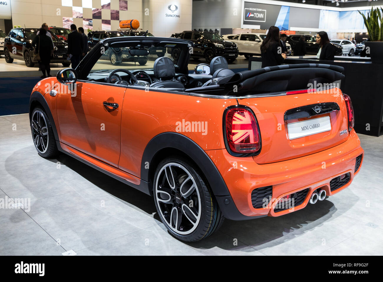 BRUSSELS - JAN 18, 2019: Mini Cooper Cabrio car showcased at the 97th  Brussels Motor Show 2019 Autosalon Stock Photo - Alamy