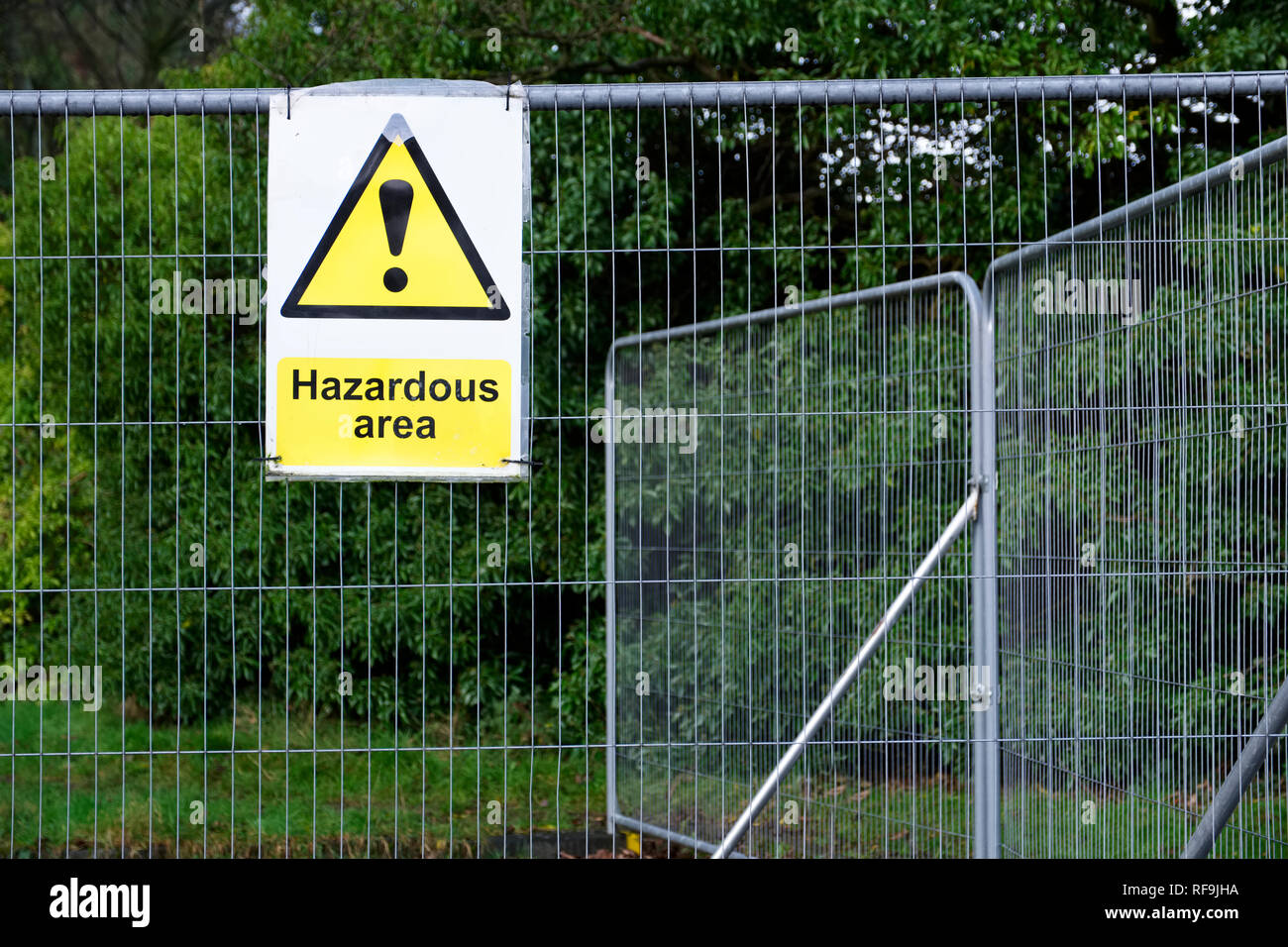 Hazardous area symbol sign chemical site Stock Photo Alamy