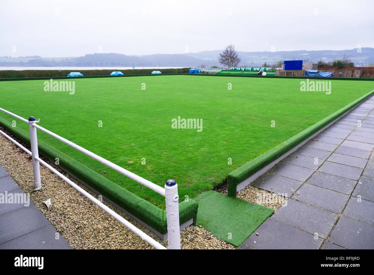 Bowling green lawn fresh cut and empty space Stock Photo Alamy