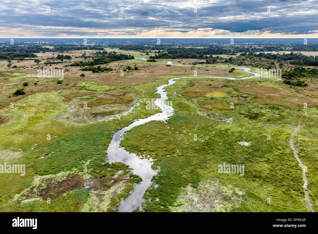 Aerial view of Khwai River, Okavango Delta, Botswana, Africa Stock Photo