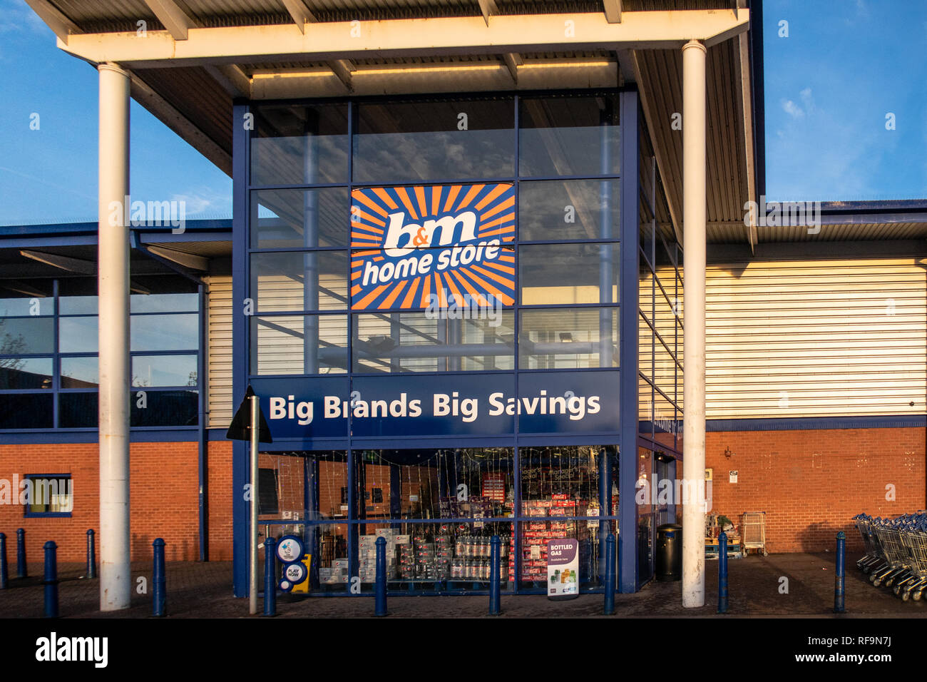 Entrance to B&M home store at Cheadle, Heath, Stockport, England, UK Stock Photo