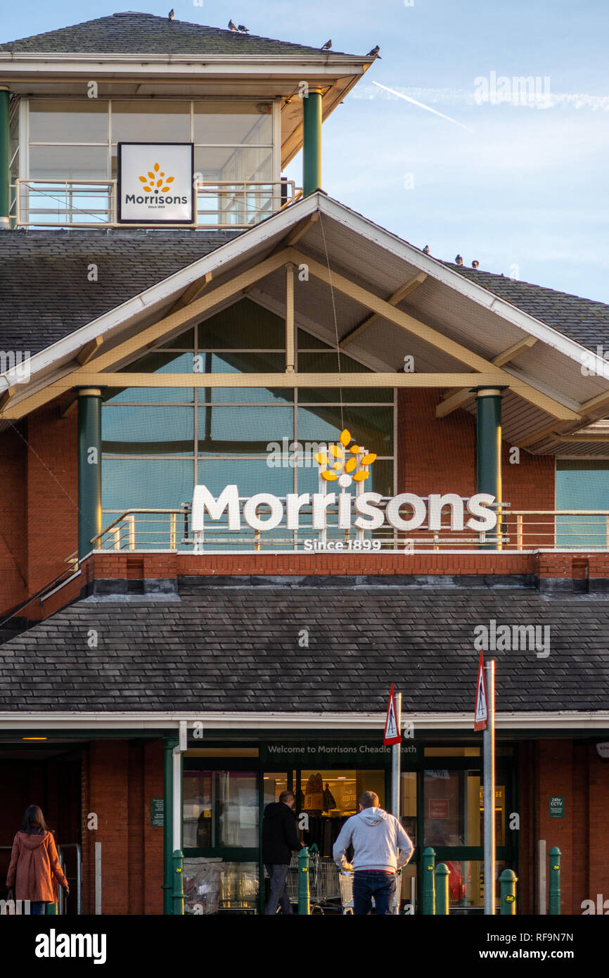 Morrisons supermarket store at Cheadle Heath, Stockport, England, UK Stock Photo