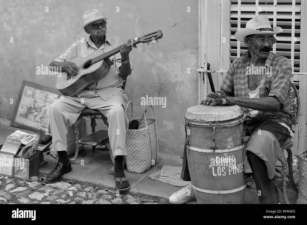 Havana, Cuba - Music and music albums in Havana and almost all cities, music groups on the streets. Tourists are happy and have fun with dancing. Stock Photo