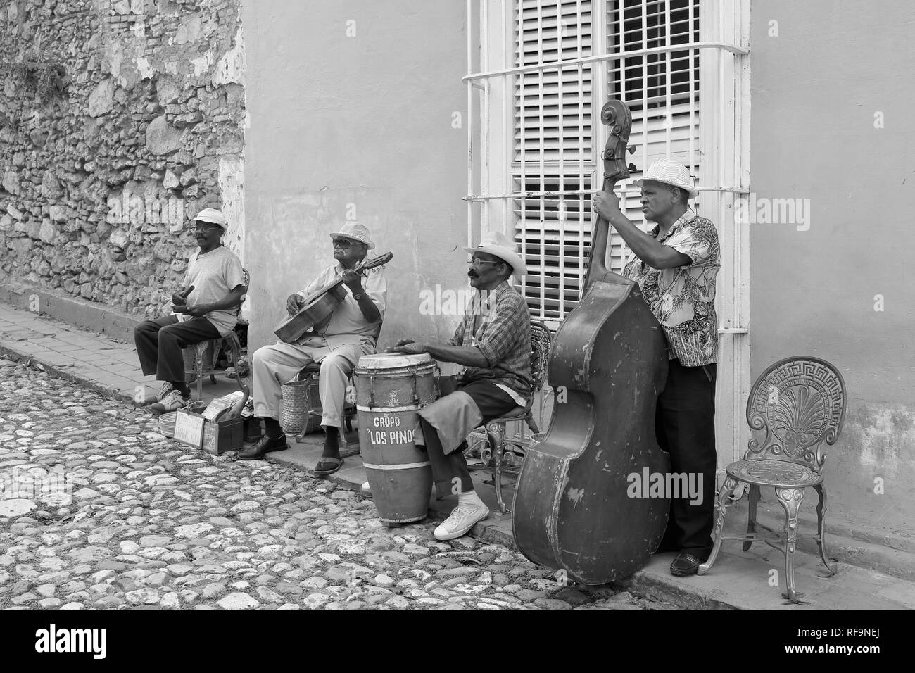 Havana, Cuba - Music and music albums in Havana and almost all cities, music groups on the streets. Tourists are happy and have fun with dancing. Stock Photo