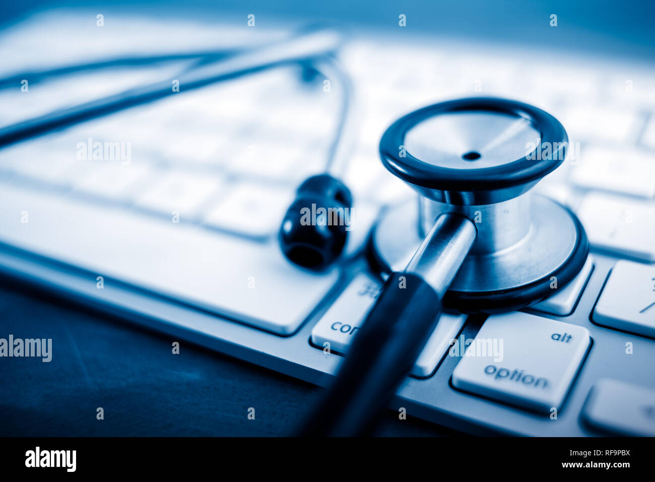 Electronic medical, stethoscope on Keyboard Stock Photo - Alamy