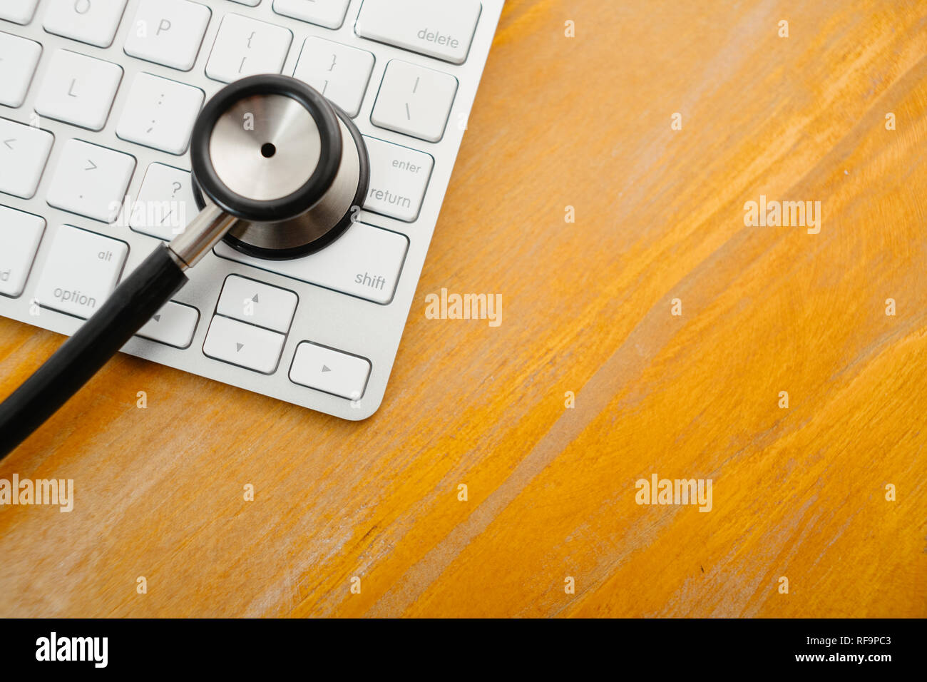 Electronic medical, stethoscope on Keyboard Stock Photo - Alamy