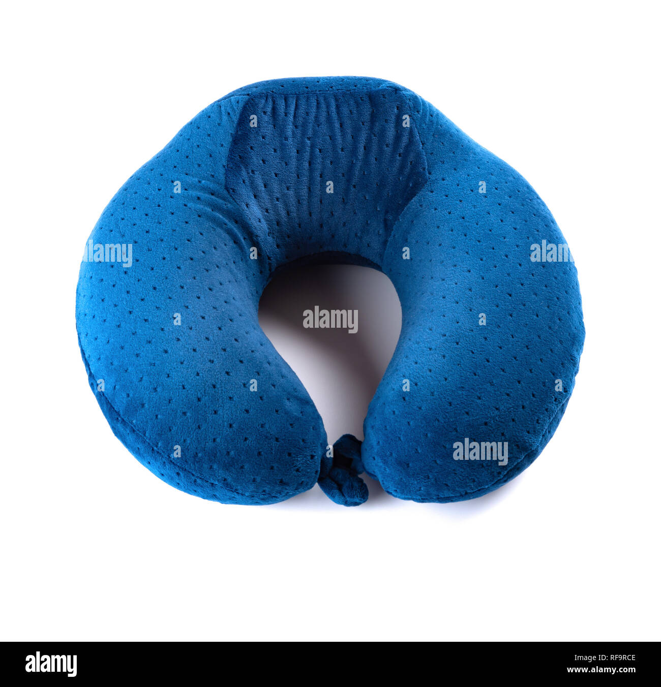 blue comfortable neck pillow on white background Stock Photo