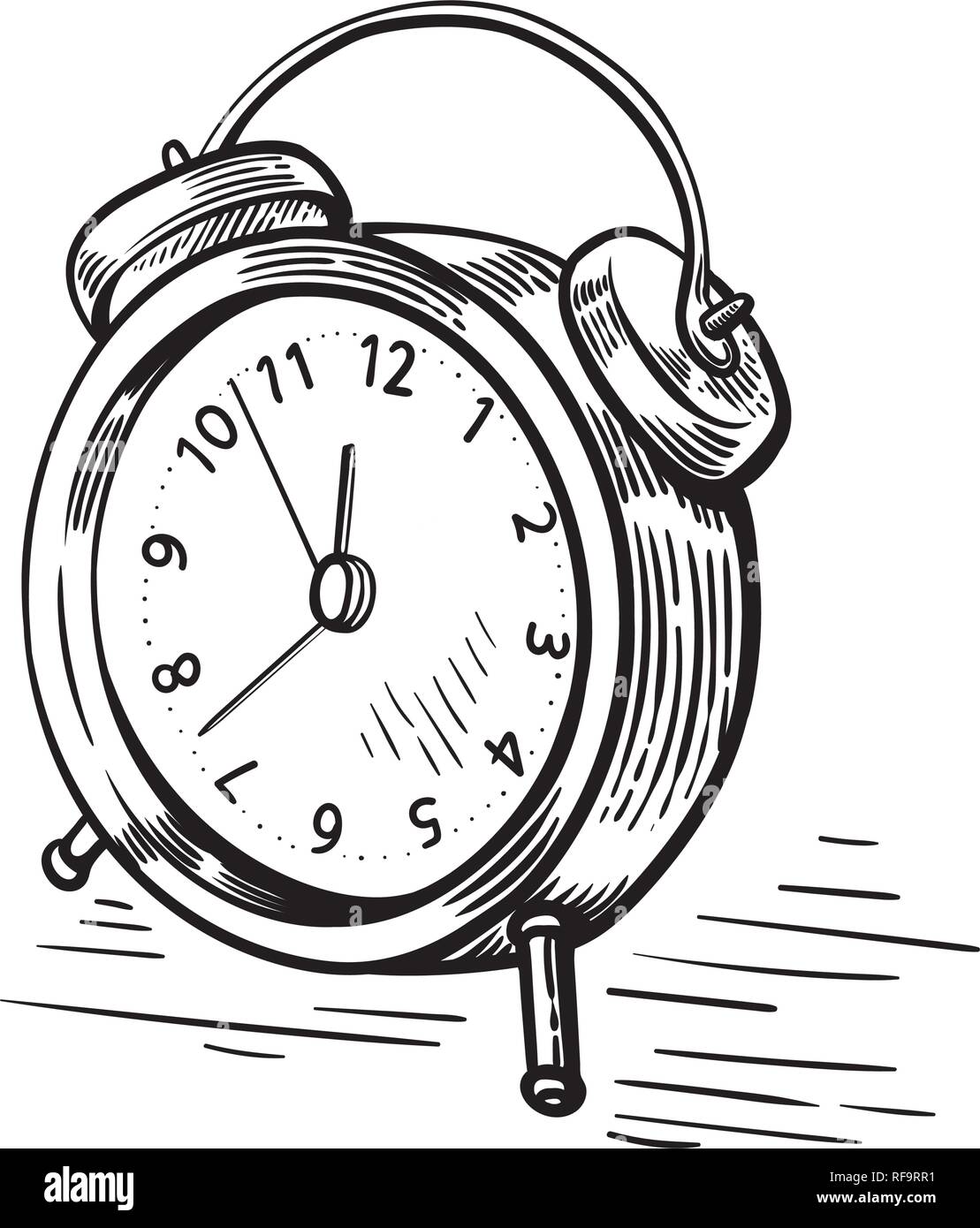 hand drawn sketch modern old alarm clock vector illstration Stock Vector