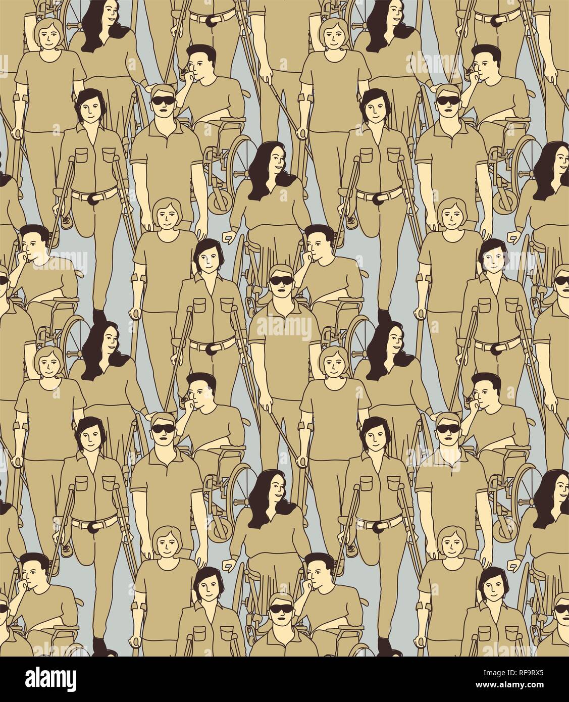 People with disabilities seamless pattern Stock Vector