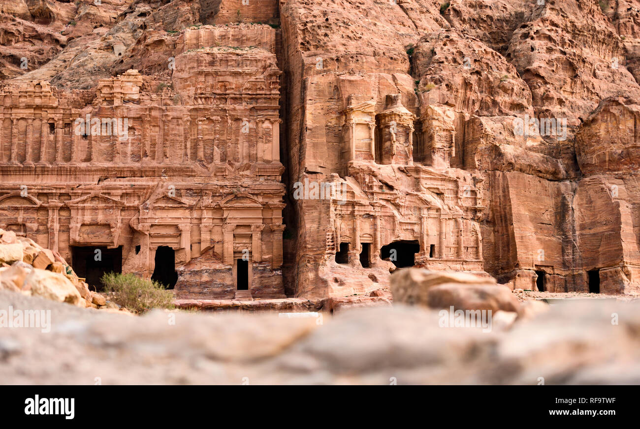 Amazing view of the beautiful Petra site. Petra is Unesco World heritage site, historical and archaeological city in southern Jordan Stock - Alamy