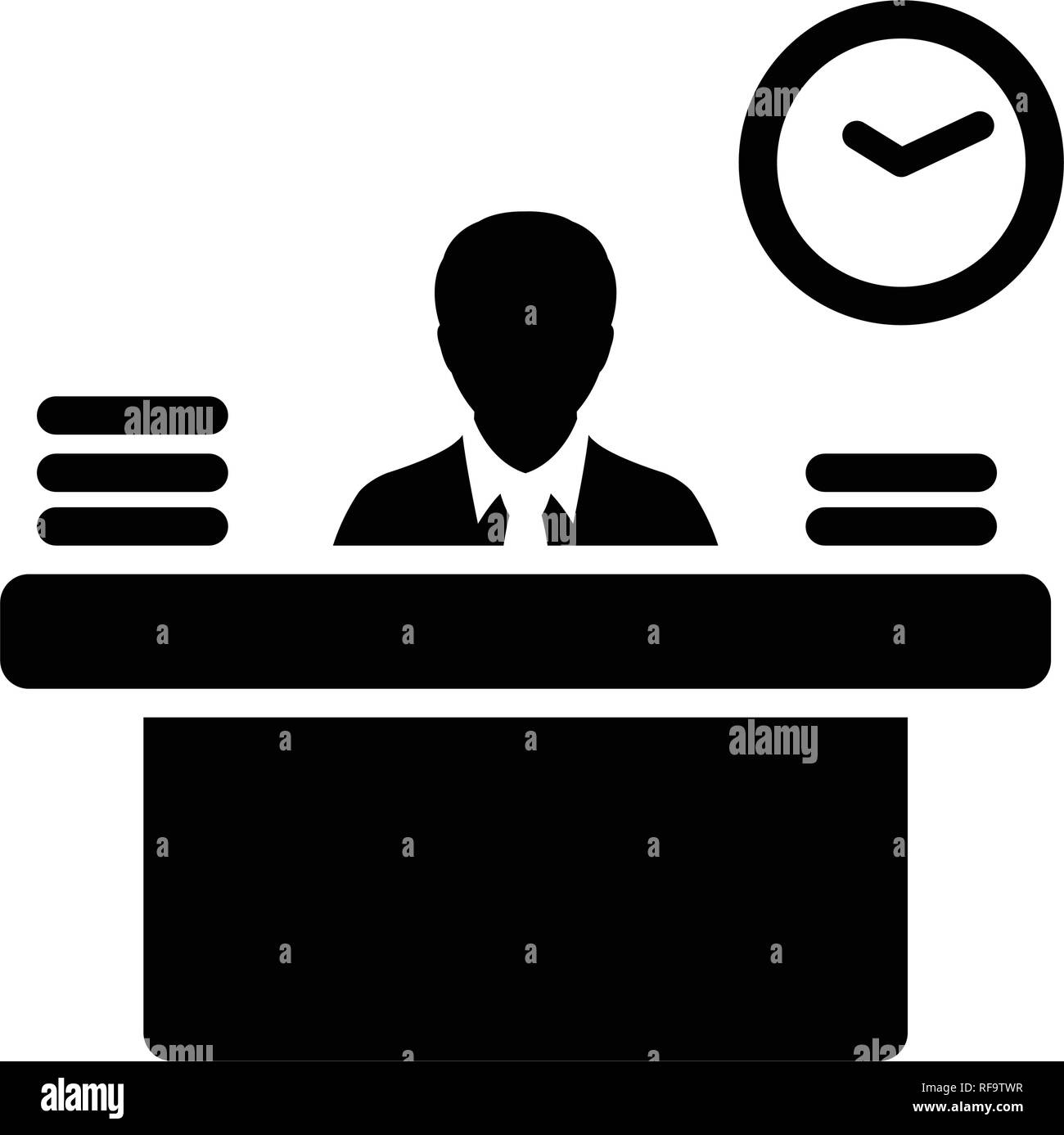 Desk Icon Vector Male Person Avatar Symbol With Table For Office