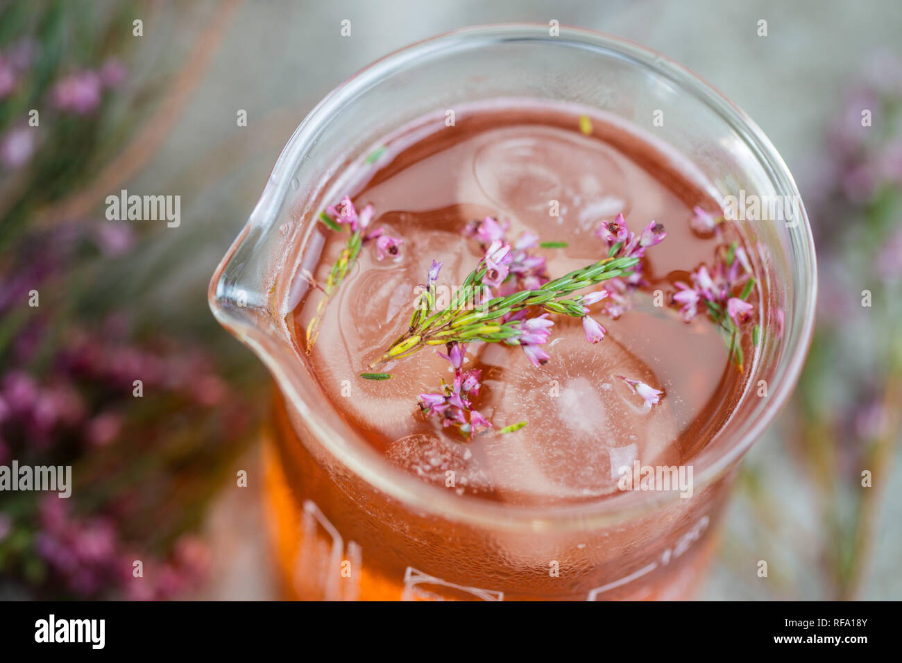 Gin cocktails like this pink gin and tonic have exploded in popularity in Cape Town, Western Cape, South Africa. Stock Photo