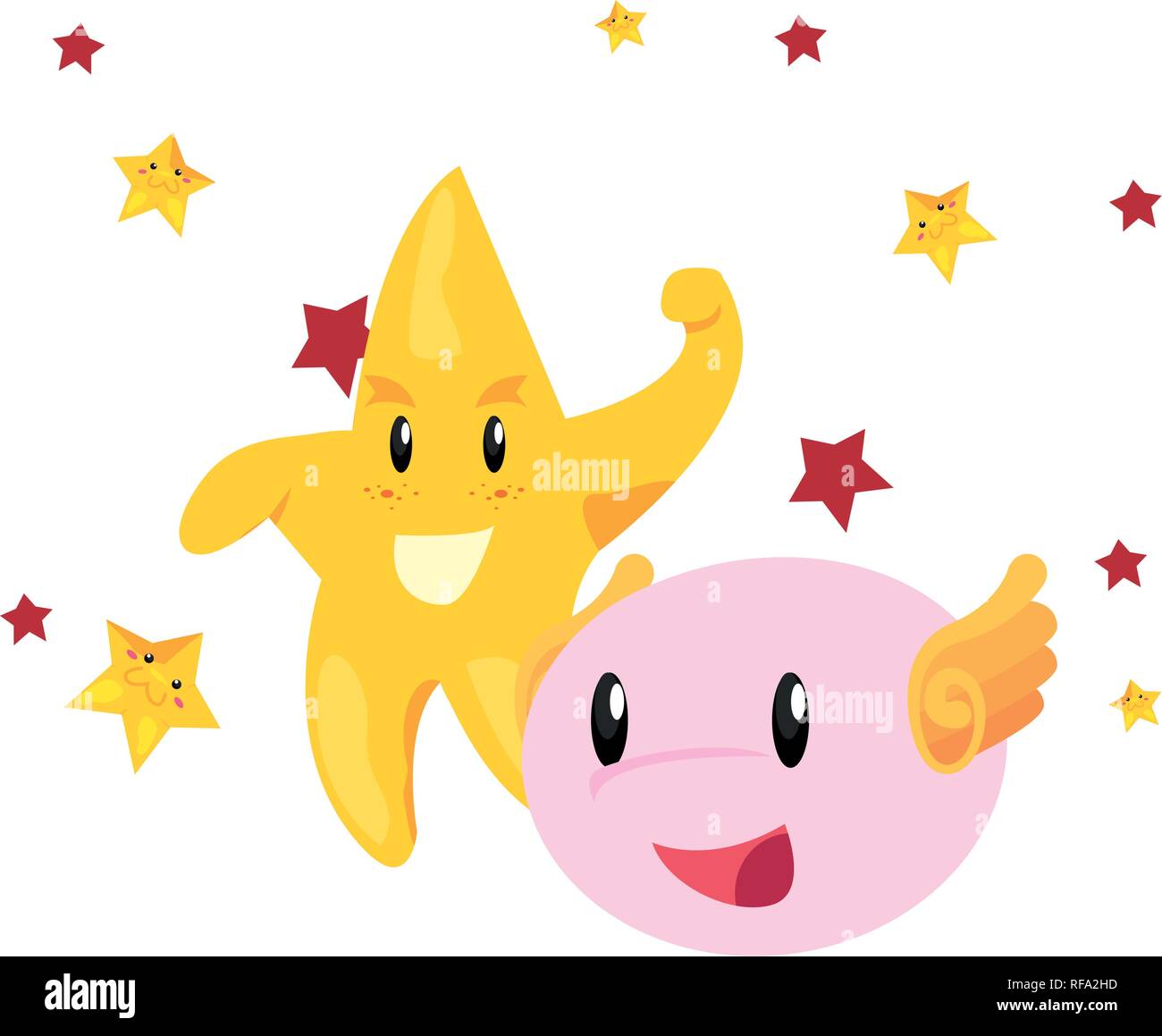 video game cute star doll wings background vector illustration Stock ...