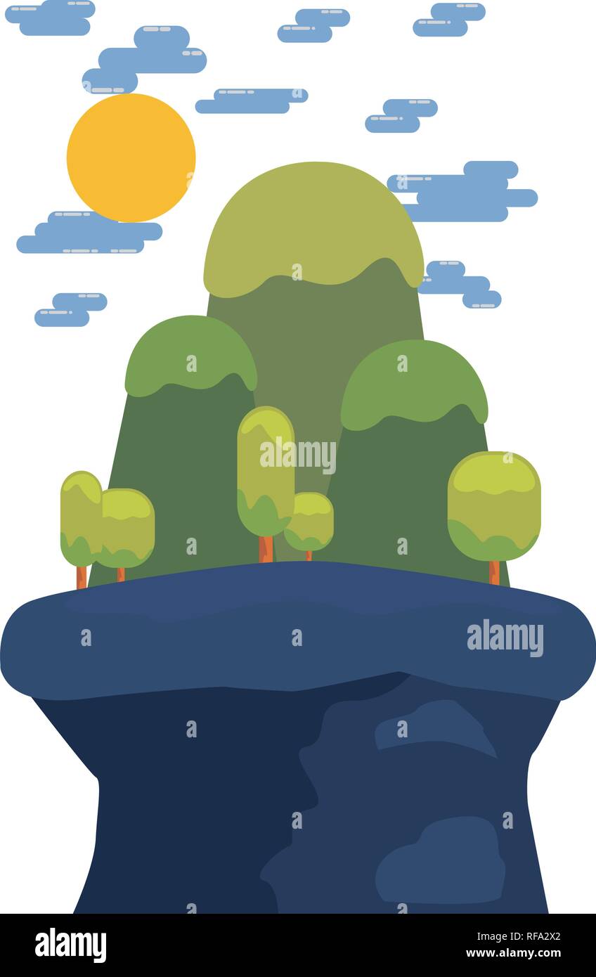 nature landscape mountains clouds sunny day vector illustration Stock ...