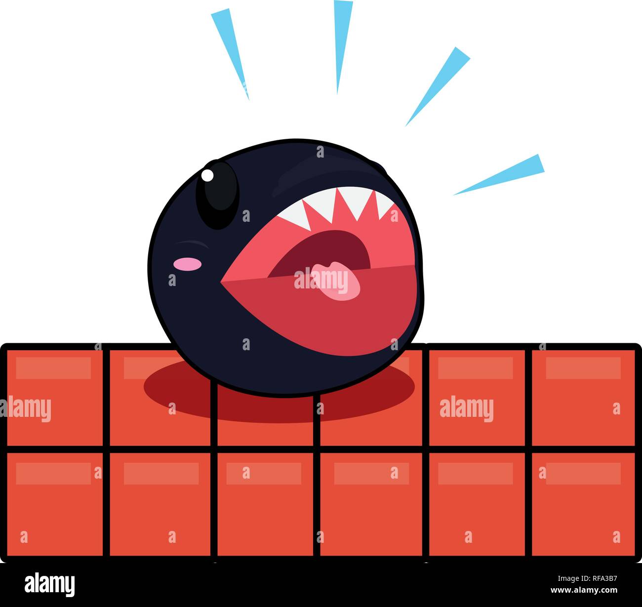 video game brick monster open mouth vector illustration Stock Vector