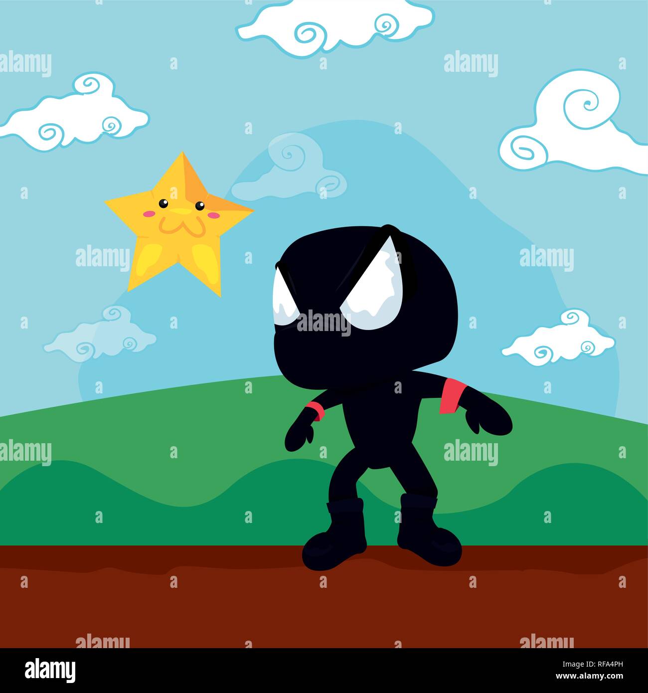 villain cute star video game vector illustration Stock Vector Image ...
