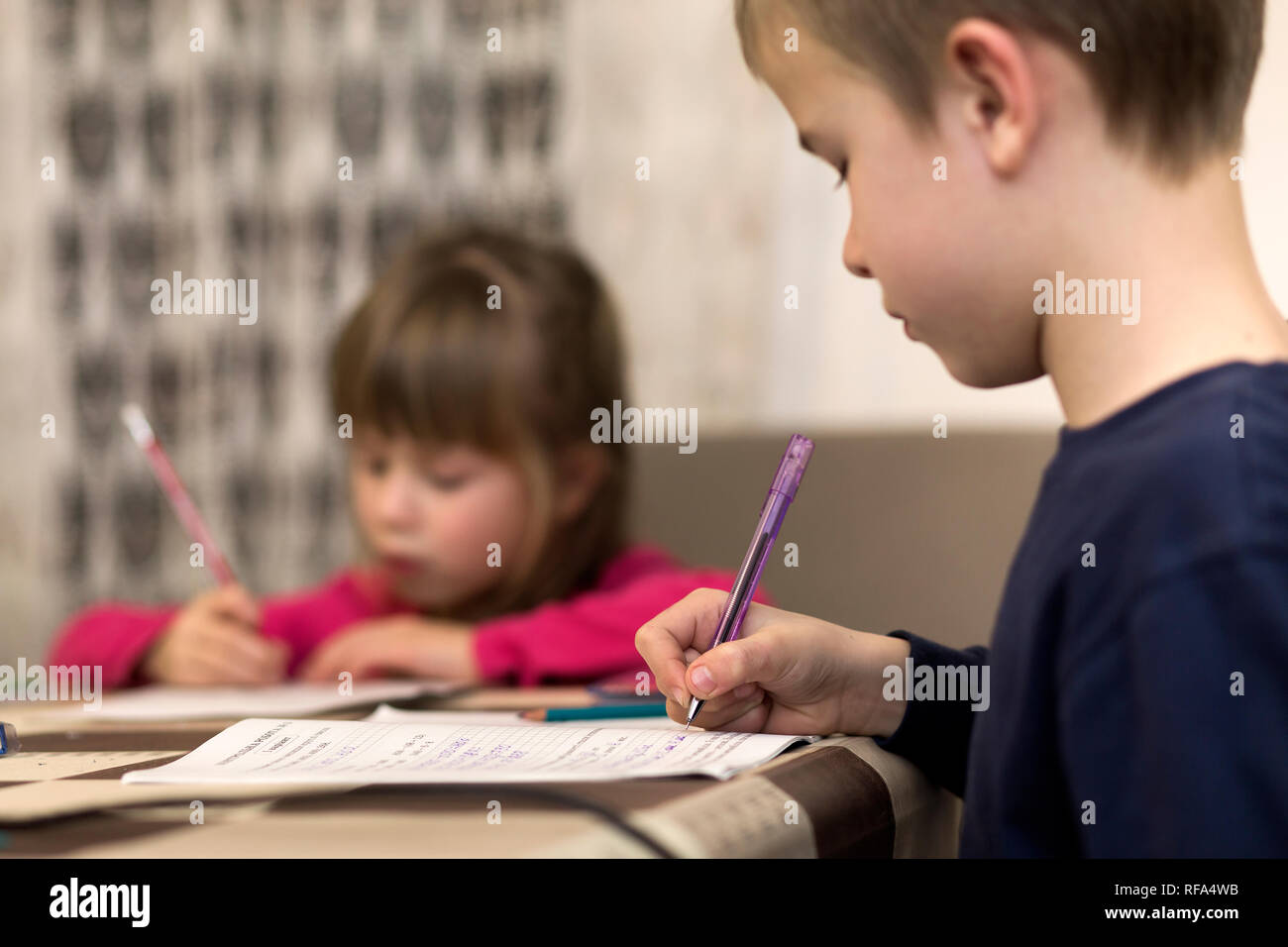 Two Cute Young Children Boy And Girl Brother And Sister - 