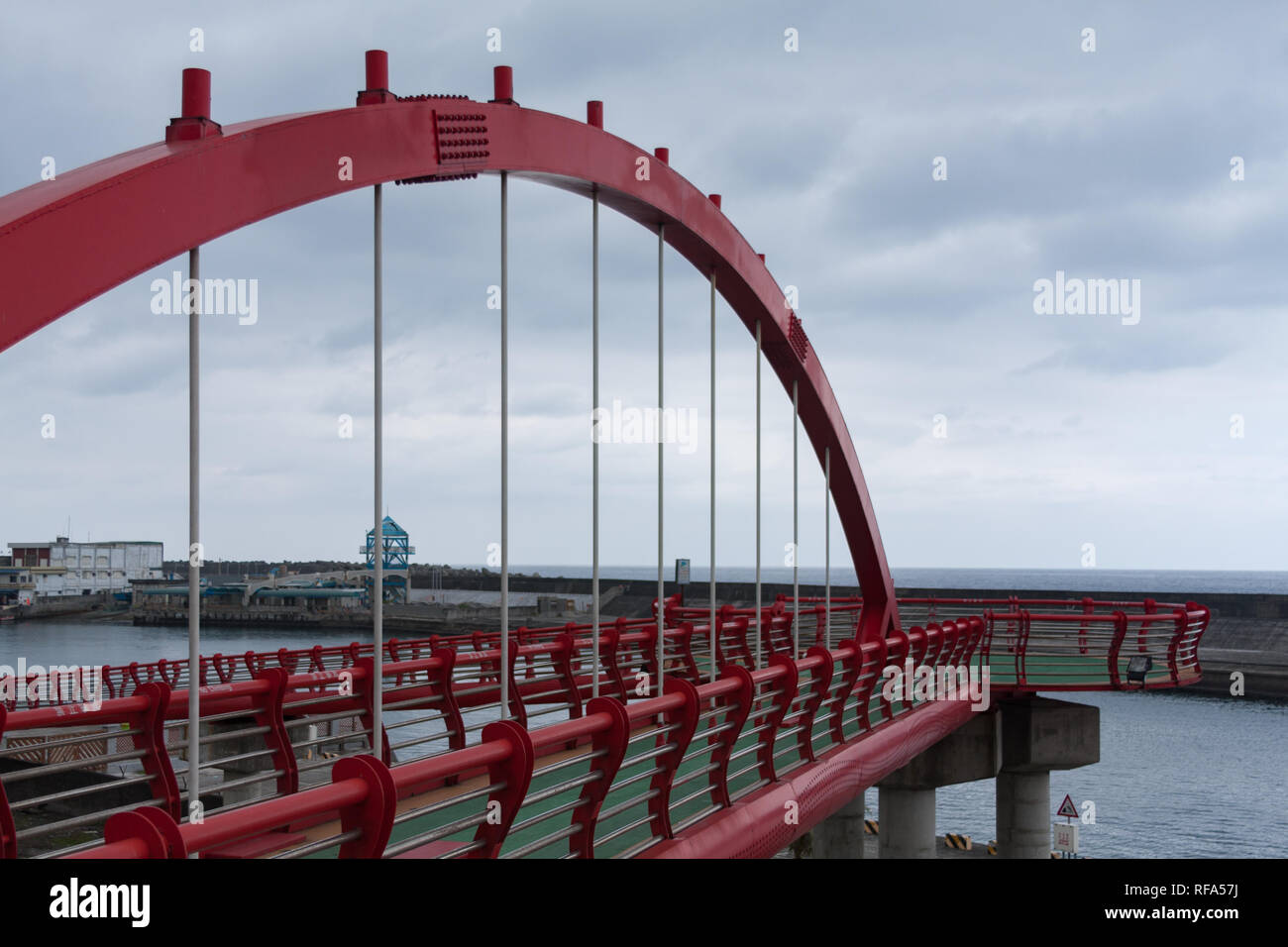 Hualien Harbor Landscape Bridge, lookout port and sea, Hualien City, Hualien County, Taiwan Stock Photo