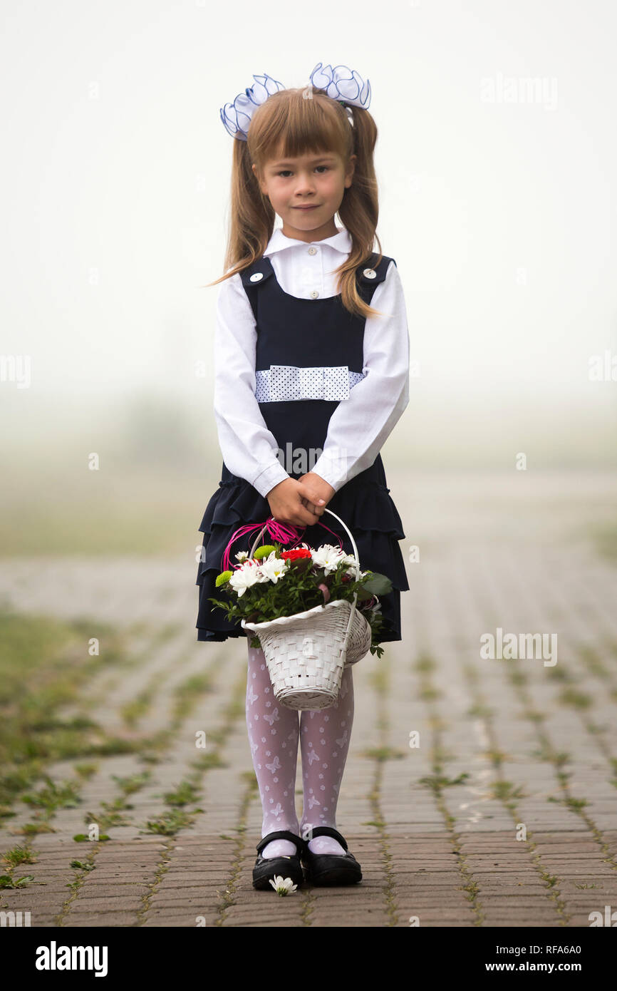 School uniform girl blonde full length hi res stock photography