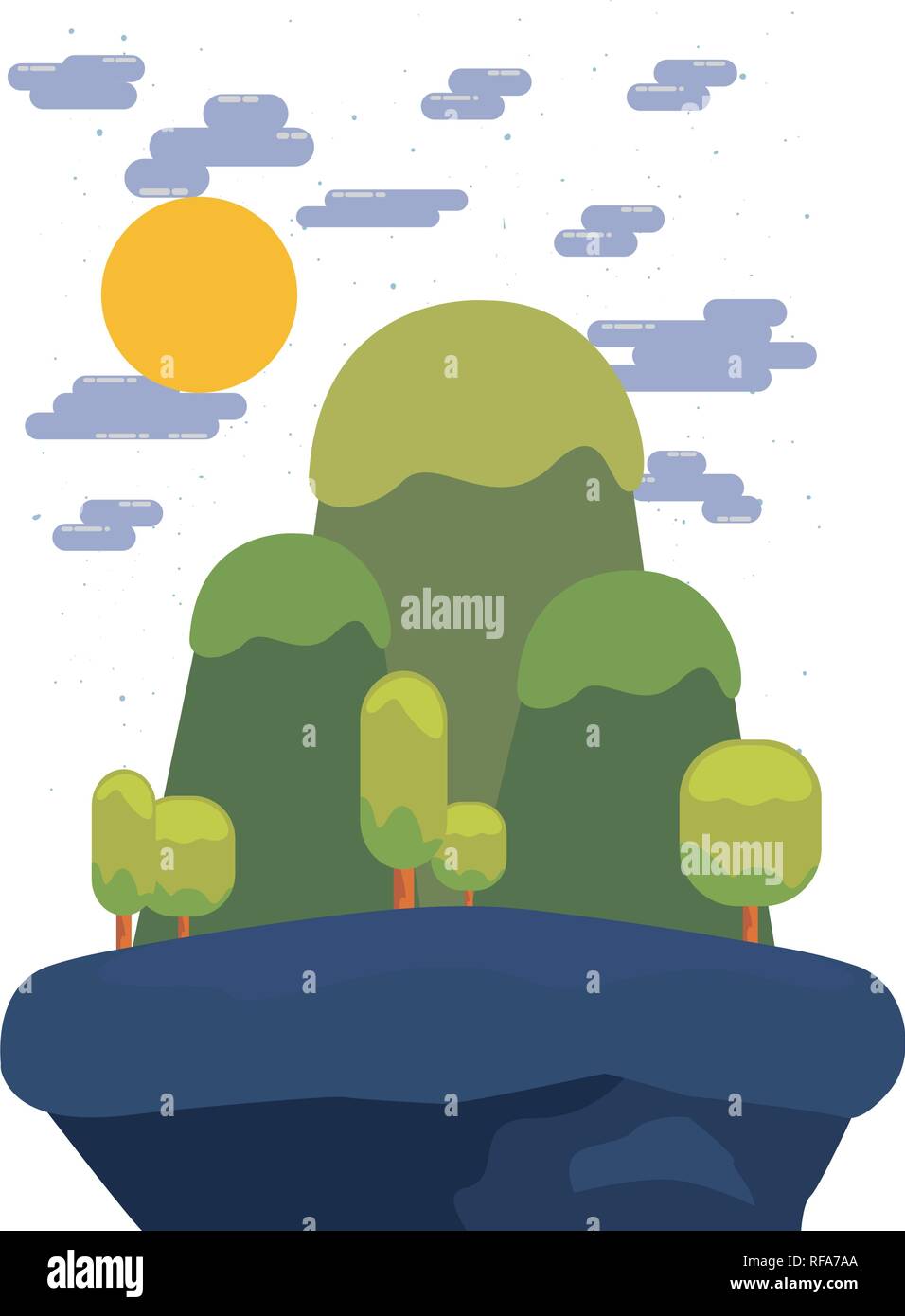 outdoor nature sunny day mountains trees vector illustration Stock ...