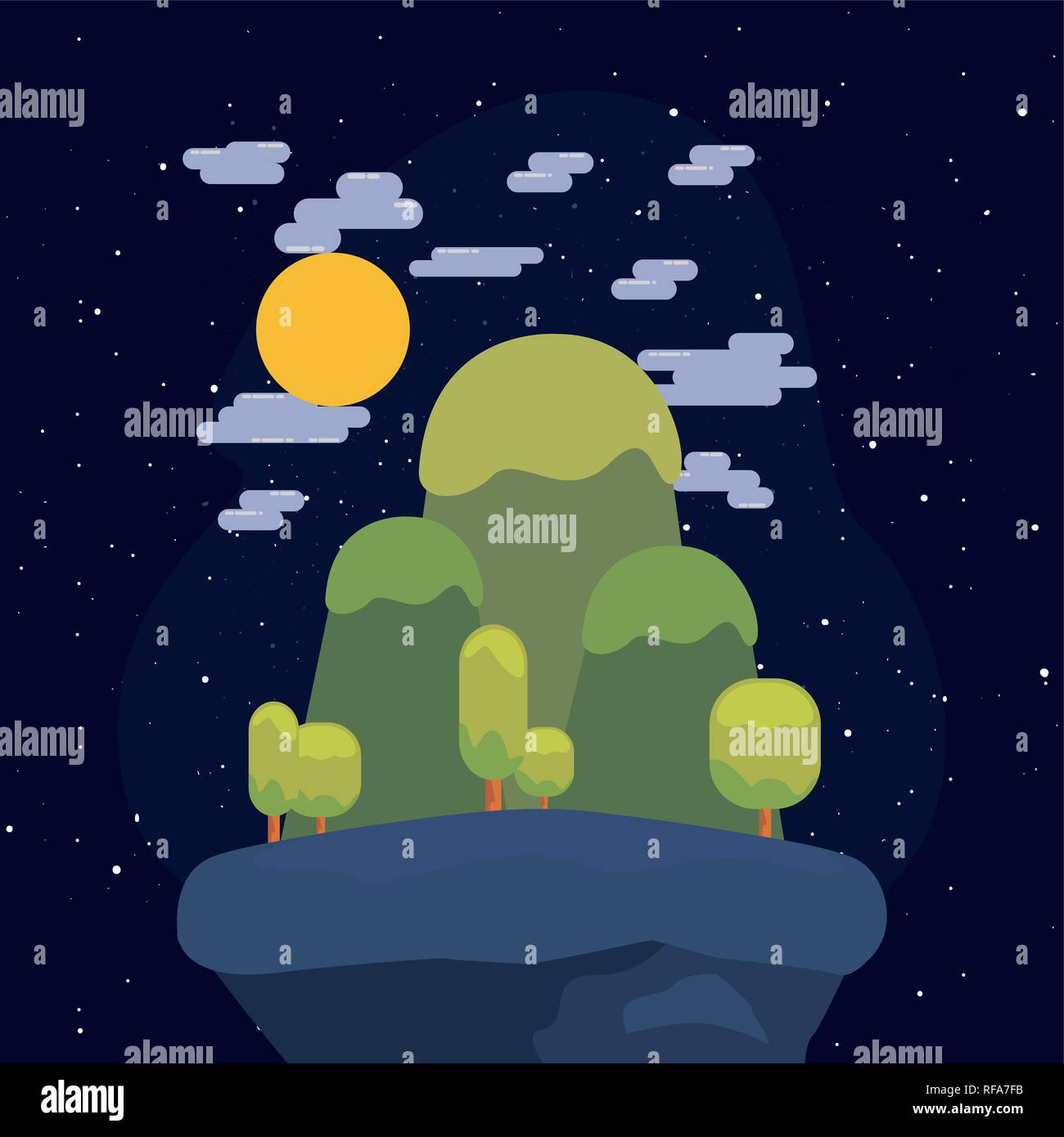 video game space world mountains stars vector illustration Stock Vector ...