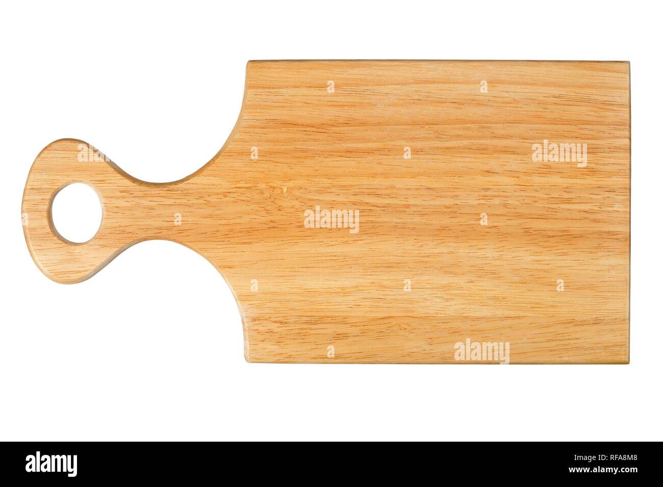 Wooden cutting board isolated on white background. Stock Photo