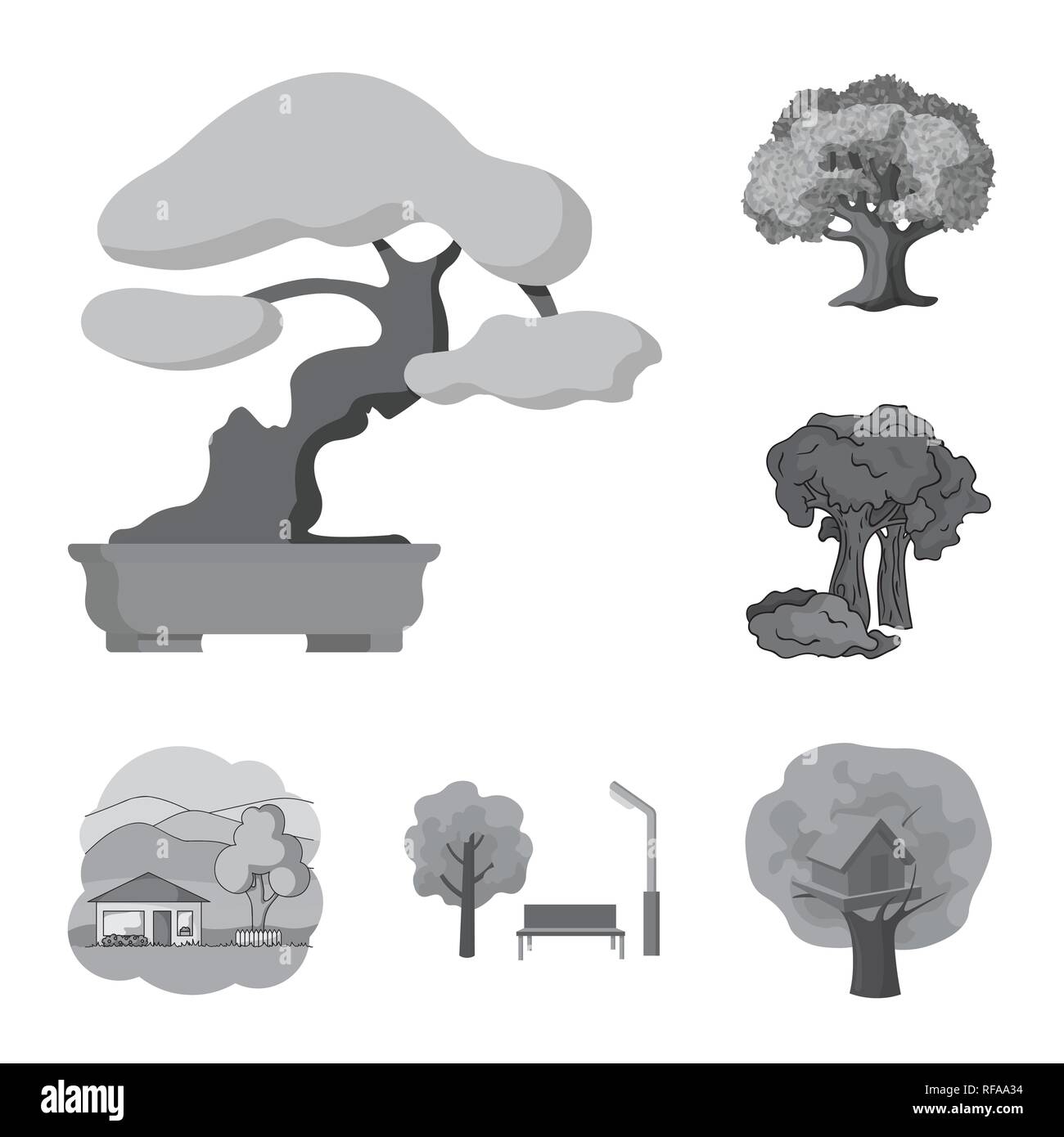 Isolated object of tree and forest icon. Set of tree and green stock ...