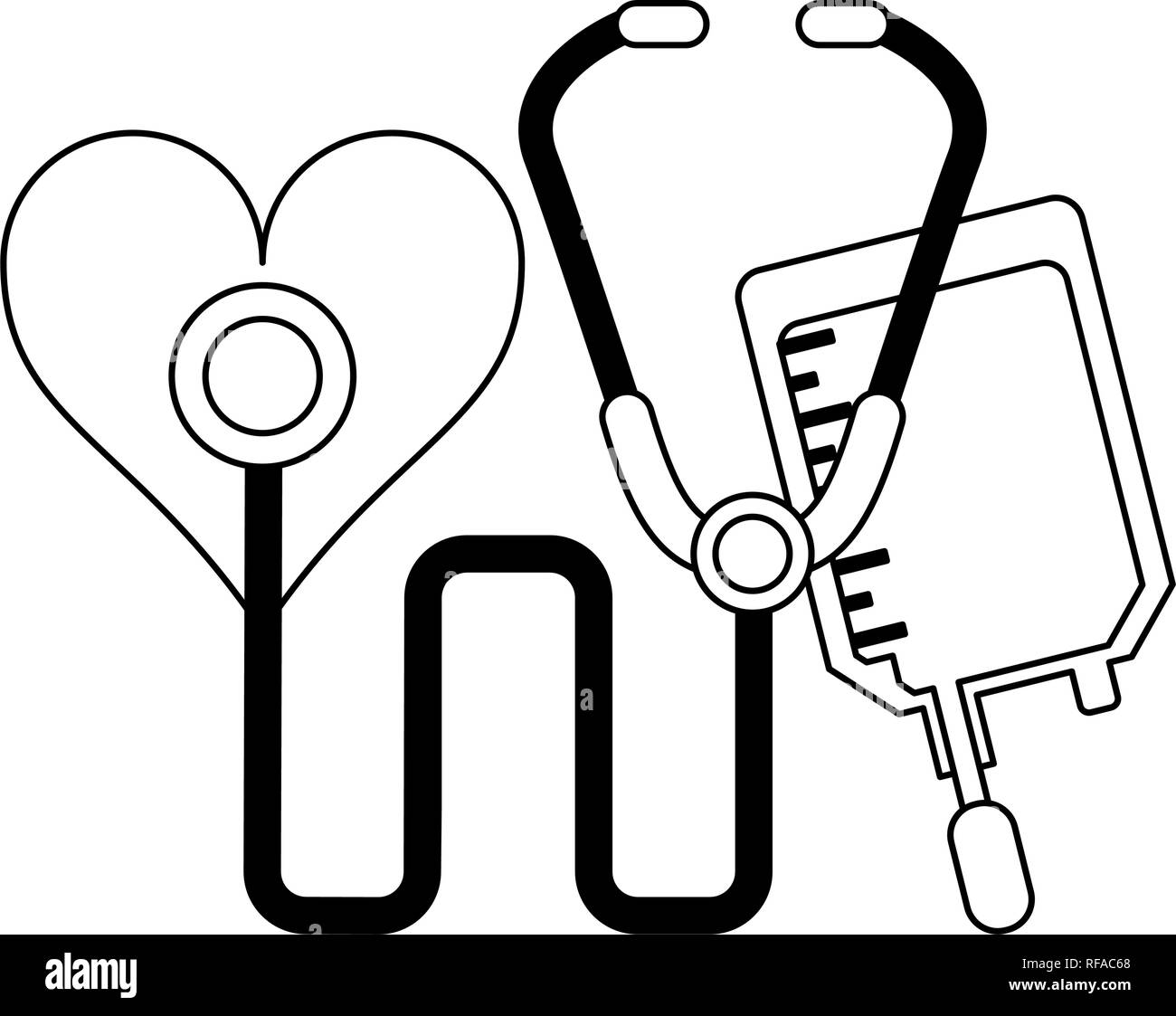 Medical and healthcare elements black and white Stock Vector Image ...