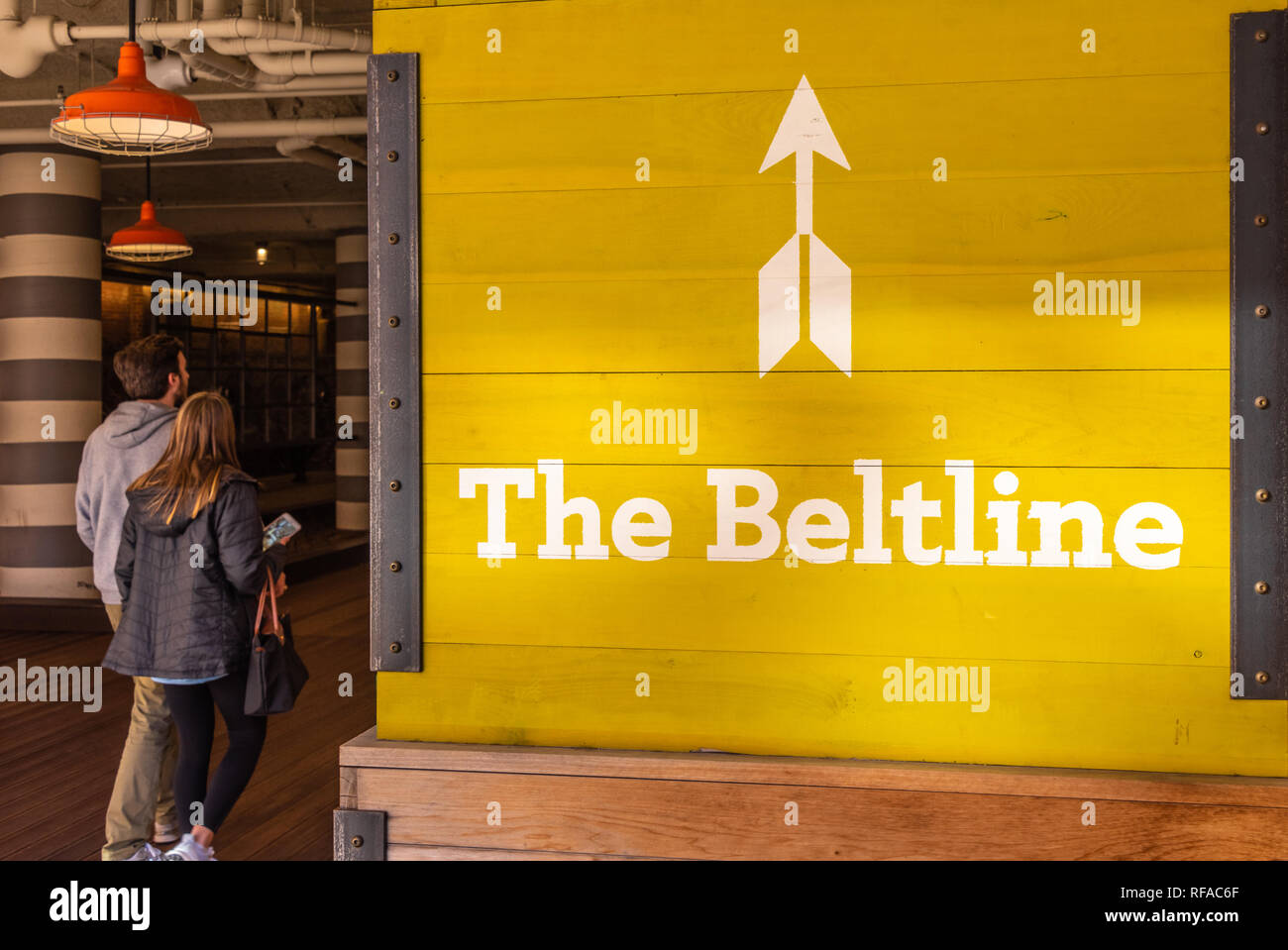 Directional signage to the Atlanta BeltLine at Ponce City Market in ...