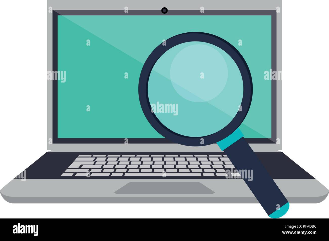 magnifying glass checking laptop computer Stock Vector Image & Art Alamy