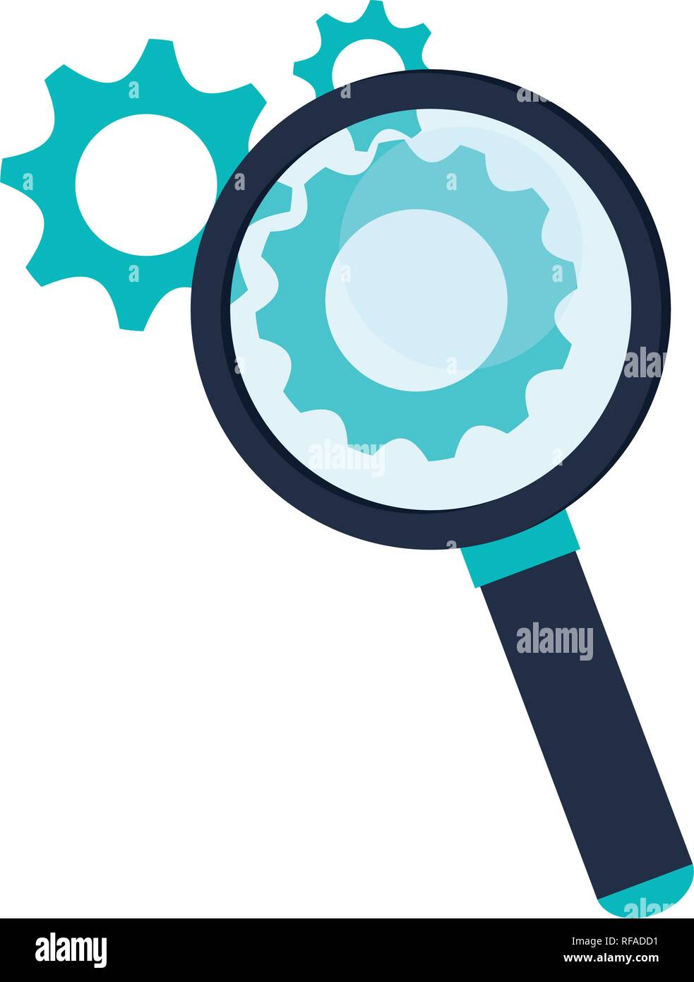 magnifying glass with gears symbol Stock Vector Image & Art - Alamy