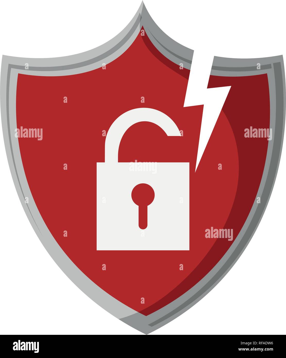 Shield with padlock on badge Stock Vector