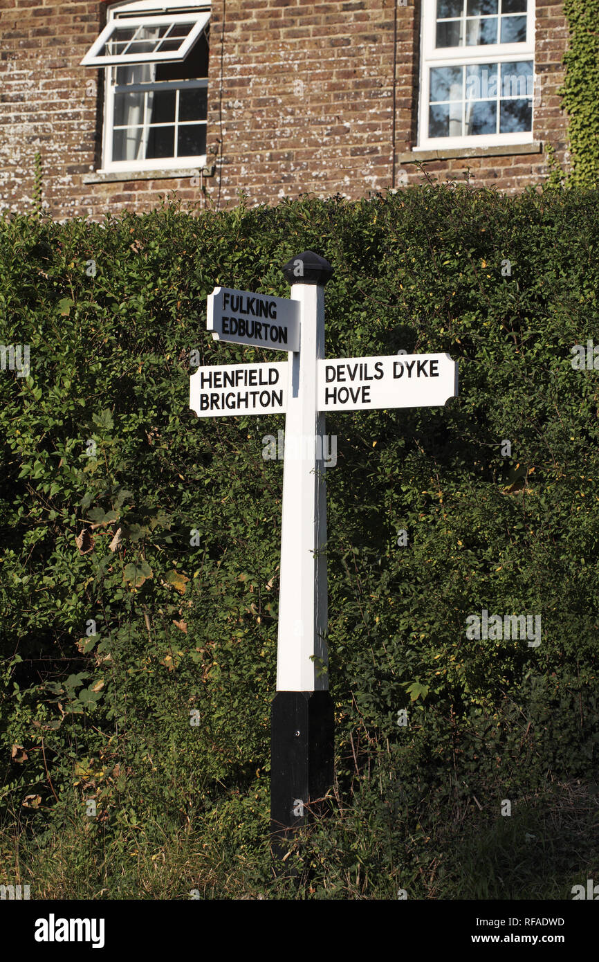 Signpost in Poynings West Sussex England UK Stock Photo