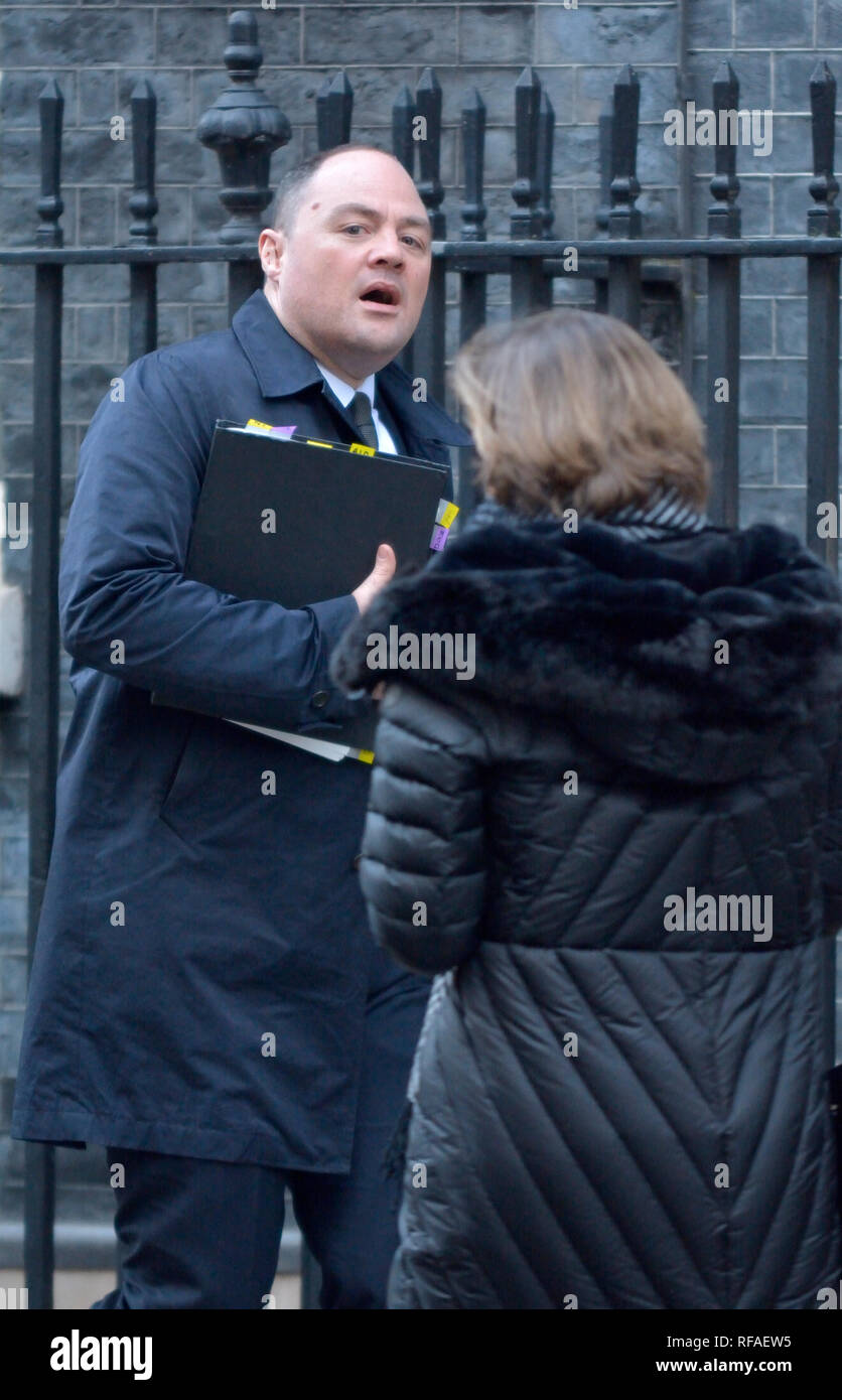 James Slack - official spokesman for 10 Downing Street - leaving no. 10, January 2019 Stock Photo